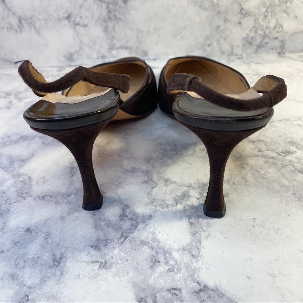 Manolo Blahnik Suede Slingback Heels 39.5 - Picture 6 of 10